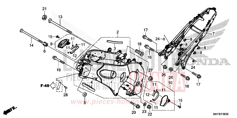 CARROSSERIE DE CHASSIS von CBR1000RR "Fireblade" GRAND PRIX RED (R380) von 2019